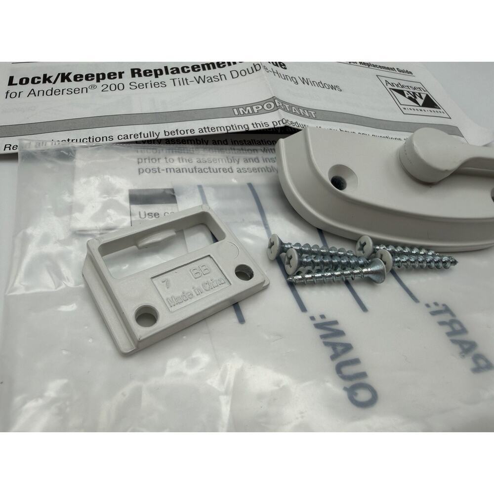 Andersen 200 Series Tilt-Wash Double Hung Window Lock/Keeper Replace Kit White - Picture 2 of 3